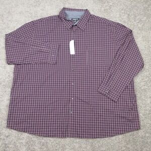 Claiborne Shirt Mens 4XL Purple Plaid Tattersall Stretch Casual Button Up
